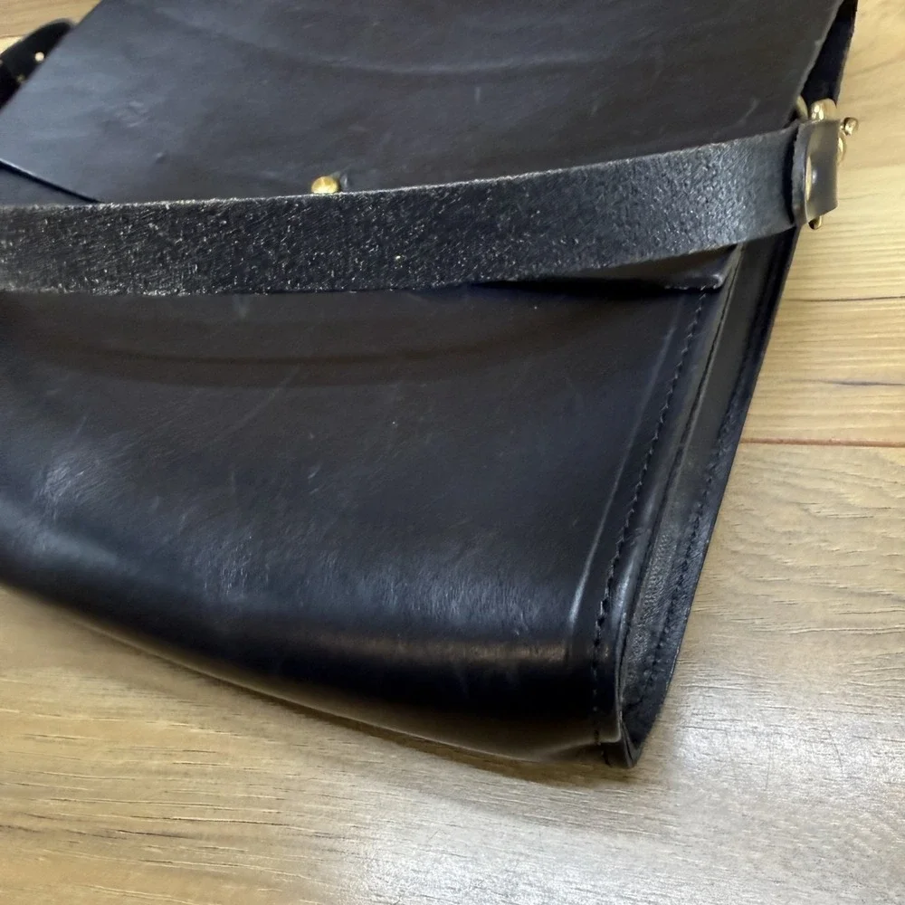 GRACE GORDON‎ Black Modern Leather Satchel Top Handle Minimalist Sleek UK